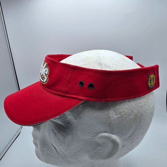 Bio Domes Trouble Devil Horns Adjustable Red Visor Hat Casual Golf Outdoors - Picture 2 of 8